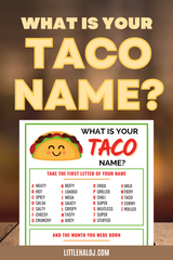 Printable Whats your taco name game