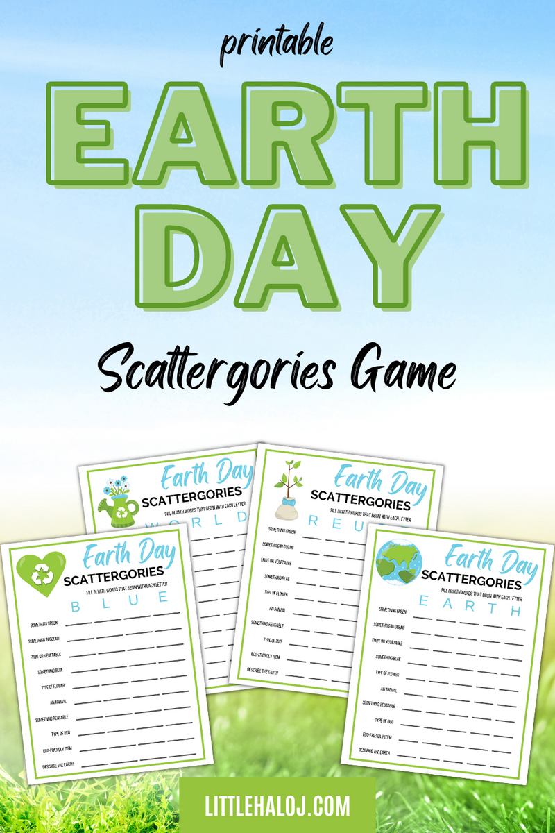 Earth Day Scattergories Word Game  Printable