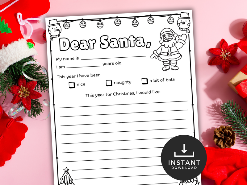 Kids Coloring Letter to Santa