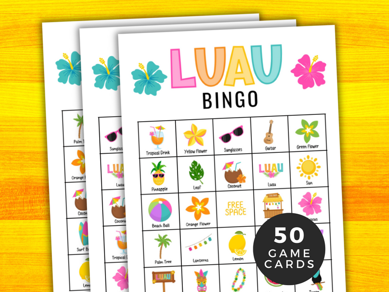 Printable Luau tropical Bingo Game