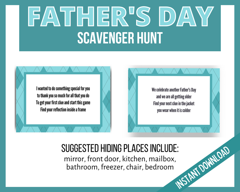 Fathers day printable scavenger hunt clue cards