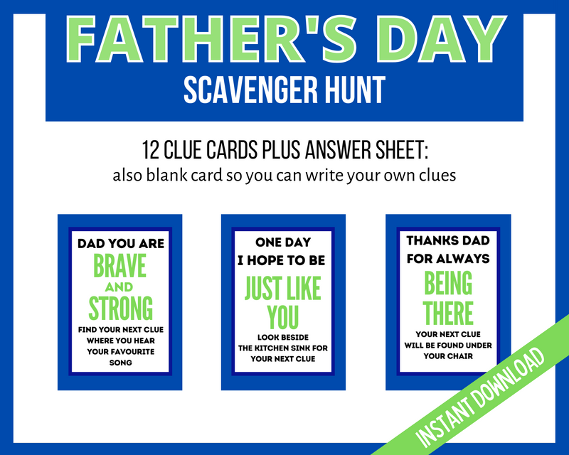 Fathers day printable scavenger hunt clue cards