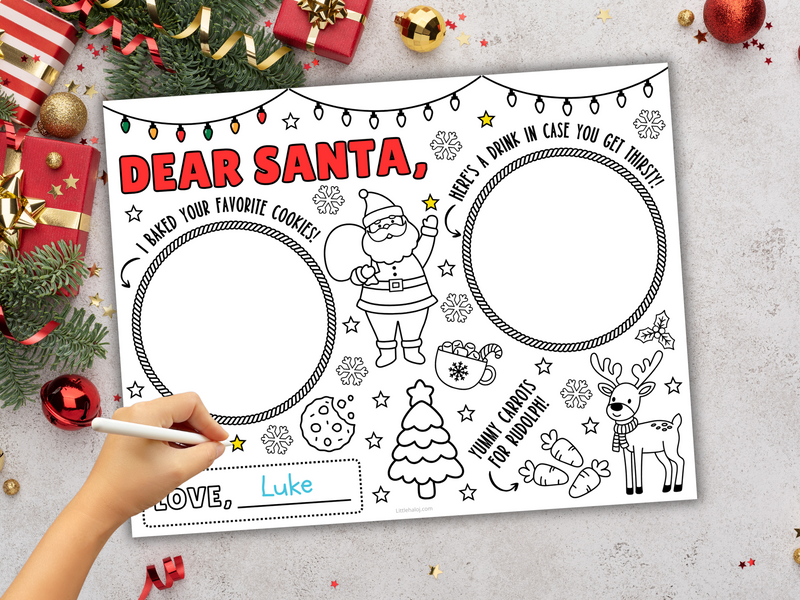 Milk and Cookies for Santa Placemat Activity