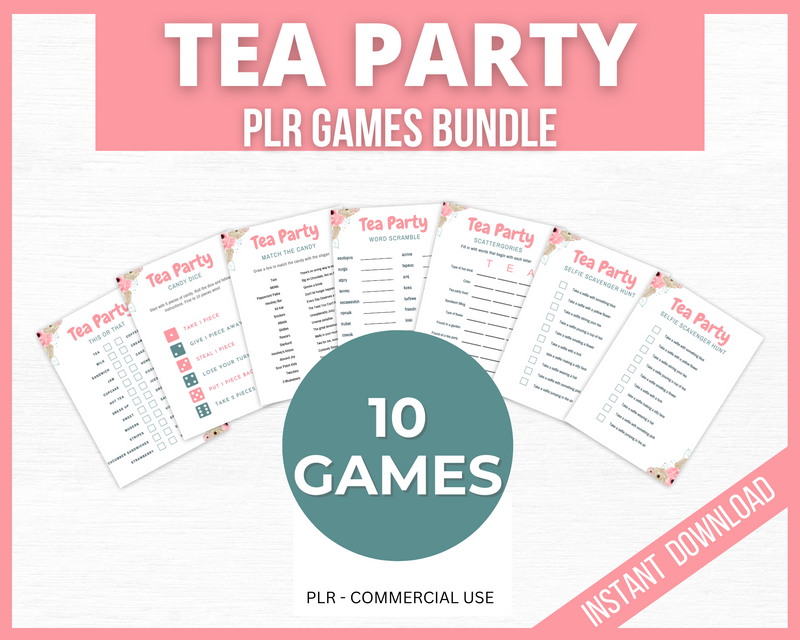 Commercial Use Canva tea party games templates