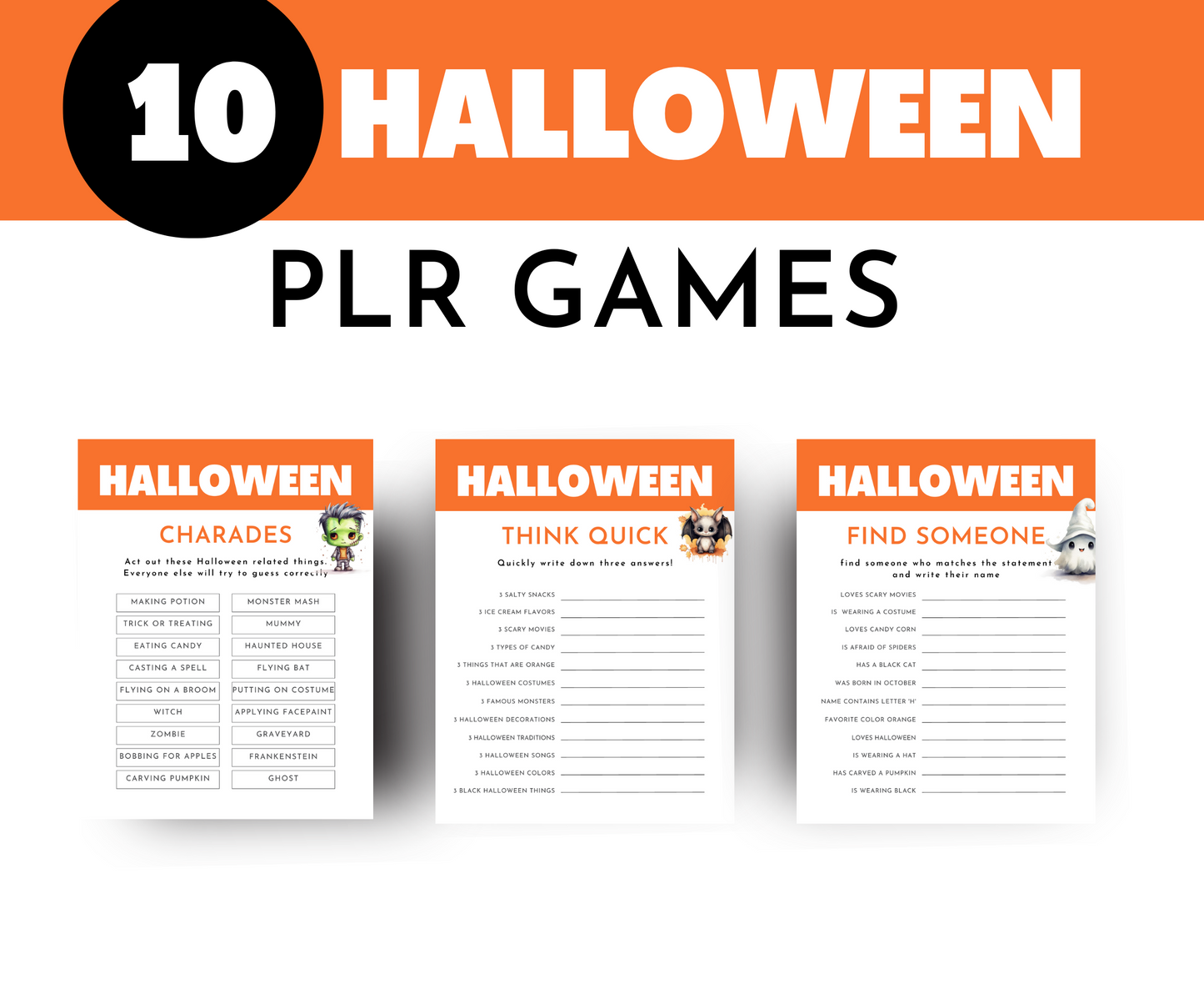10 Customizable Halloween Games commercial use