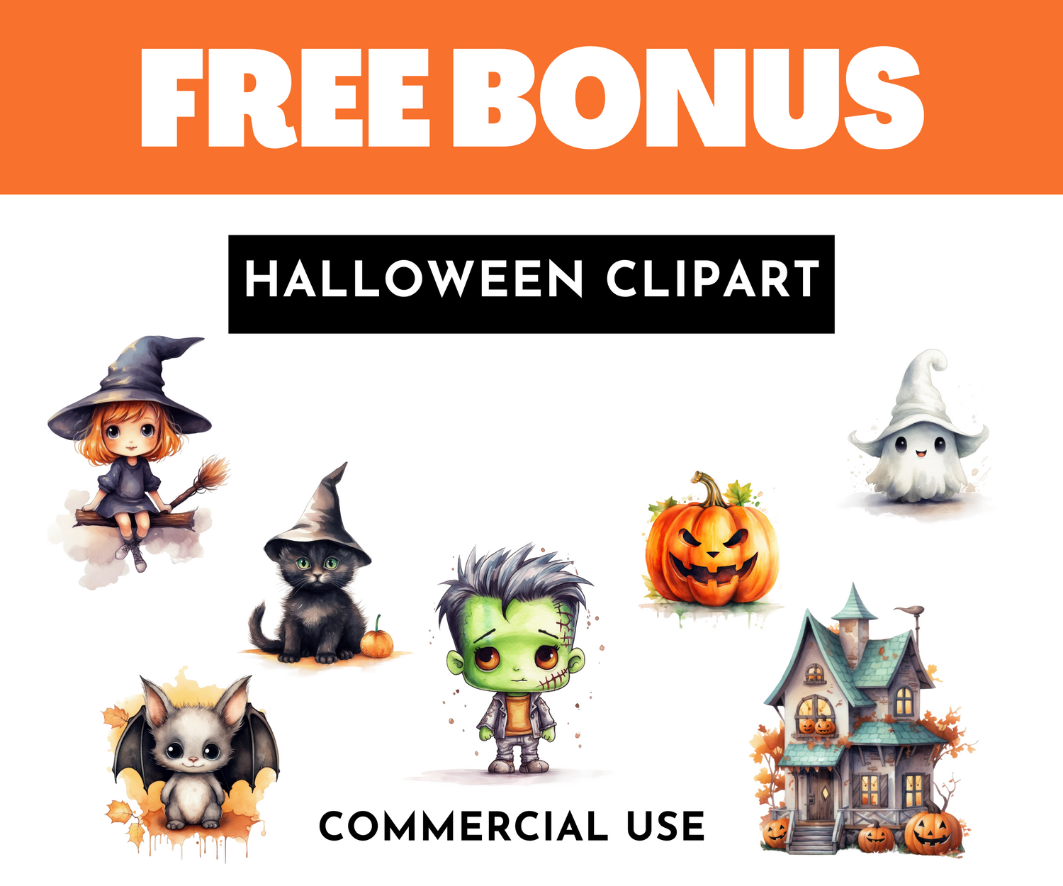 Free bonus halloween clipart pack commercial use