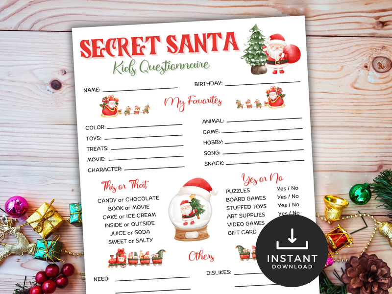 Secret Santa Kids Questionnaire