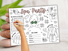 Spa Party Placemat Activity