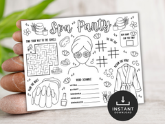 Spa Party Placemat Activity