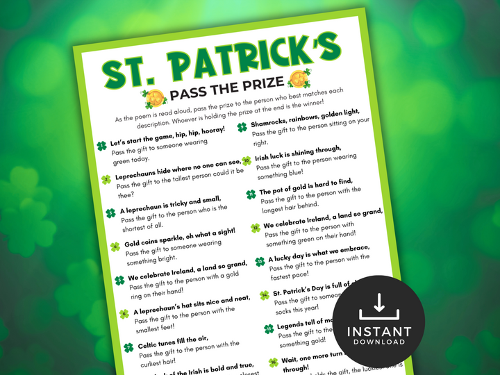 St Patricks Pass the Prize Game