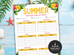 Summer Potluck Sign-Up Sheet