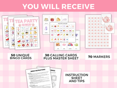 printable tea party bingo game