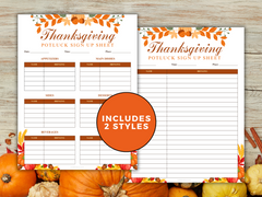 Thanksgiving Potluck Sign-Up Sheet