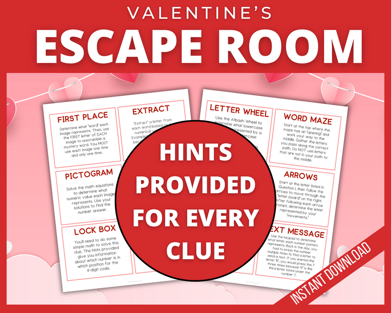 Printable Valentines Escape Room