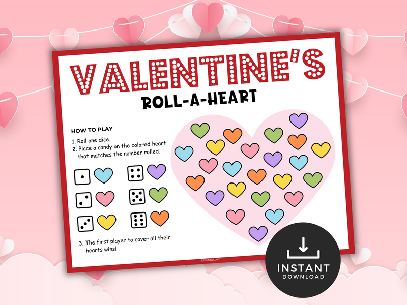 Valentines Roll a Heart Printable Game