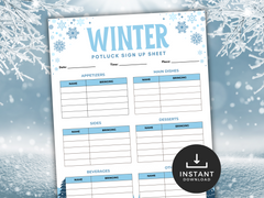 Winter Potluck Sign-Up Sheet