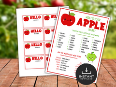 Printable Apple Name Game with Name Tags