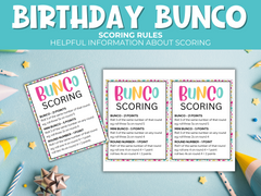 Printable Birthday Bunco Game