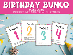 Printable Birthday Bunco Game