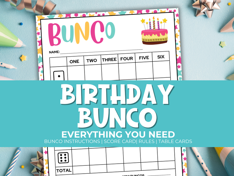 Printable Birthday Bunco Game