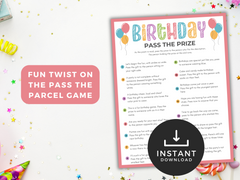 Printable birthday pass the parcel game