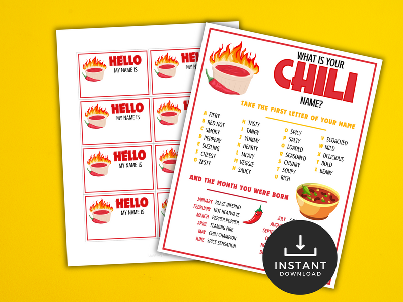 Printable whats your chili name game