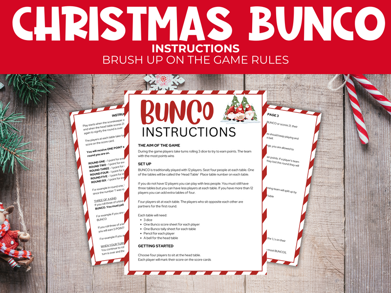 printable Christmas bunco game