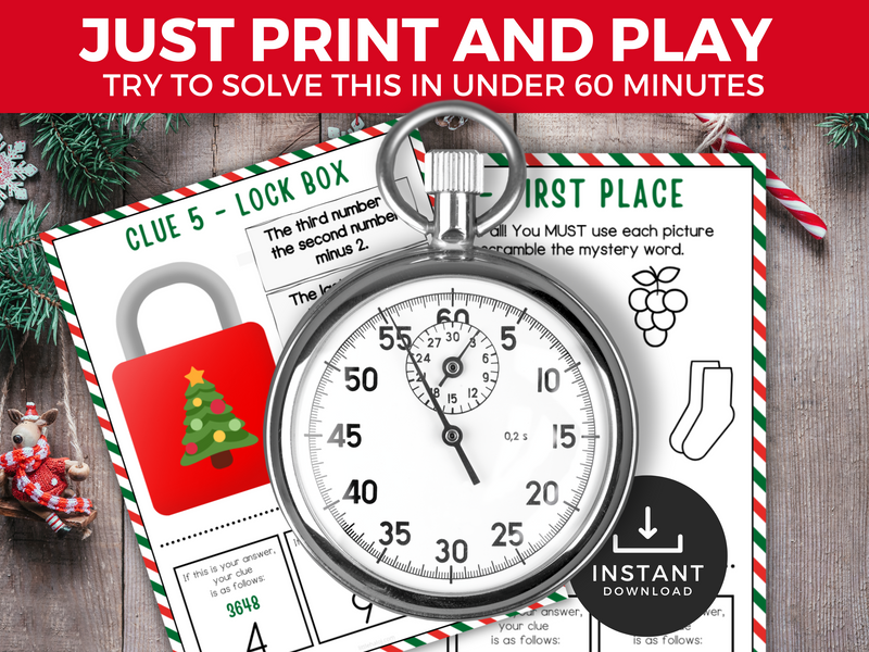 Printable kids christmas escape room