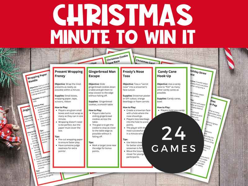 Printable Christmas Minute to win it games