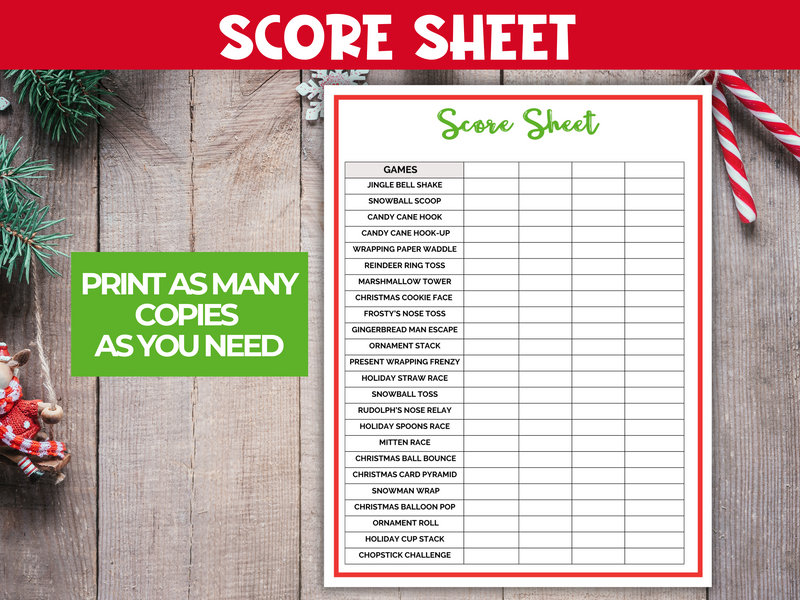 Printable Christmas Minute to win it games