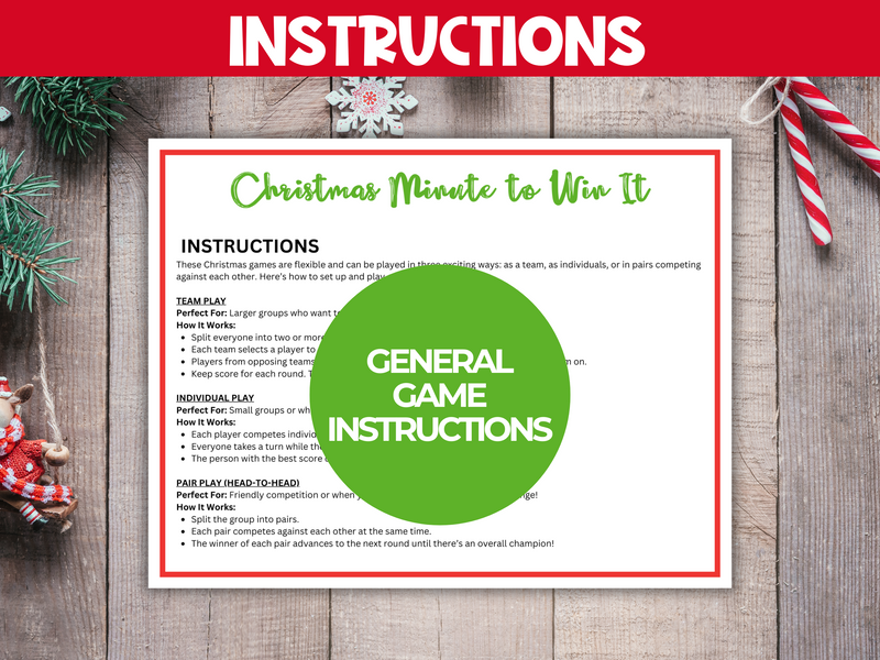 Printable Christmas Minute to win it games