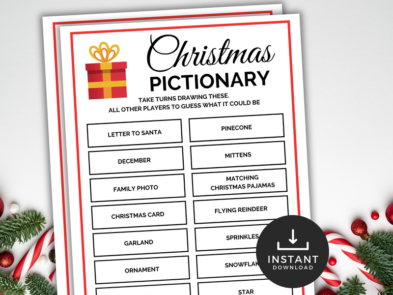 Printable christmas pictionary game