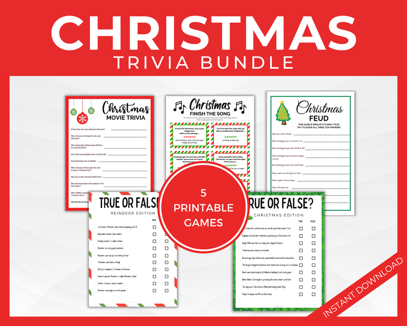 christmas printable trivia games bundle