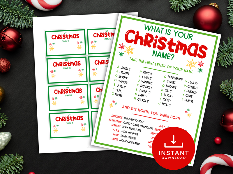 Printable What is your Christmas Name Game