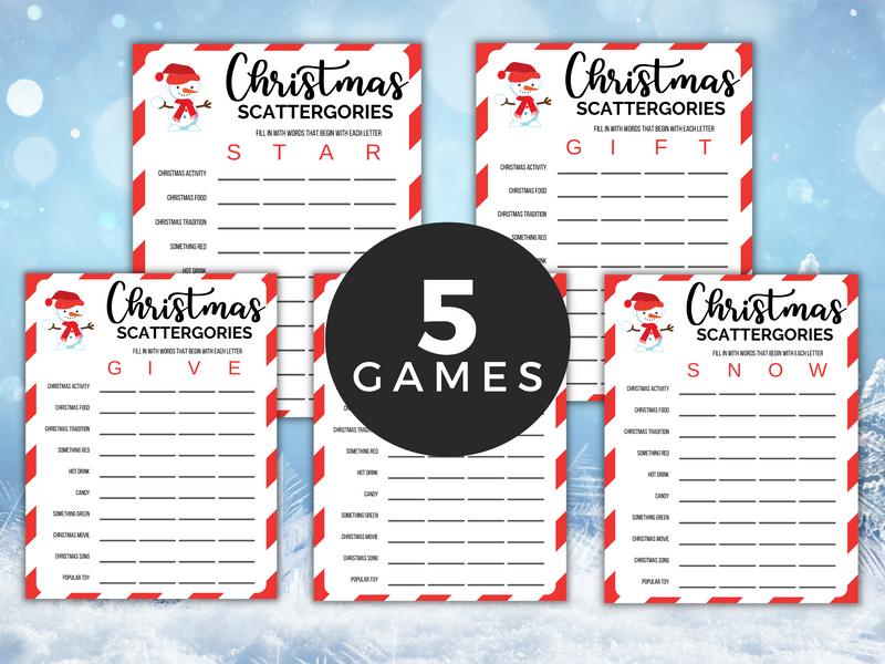 Printable christmas scattergories game