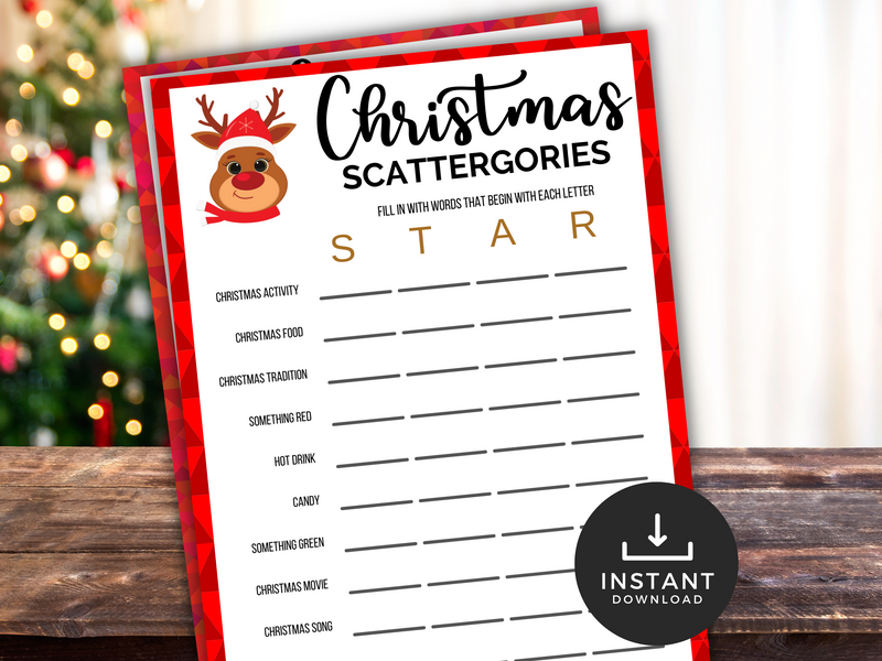 Printable christmas scattergories game