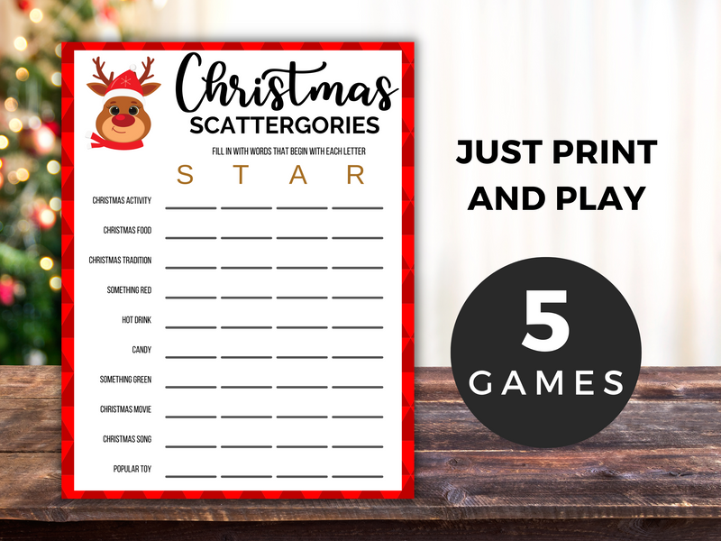 Printable christmas scattergories game