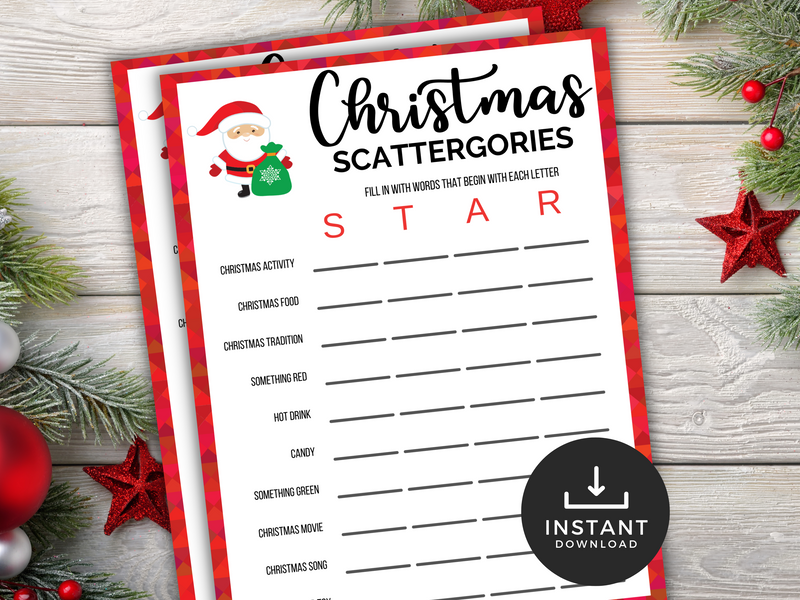 printable christmas scattergories game