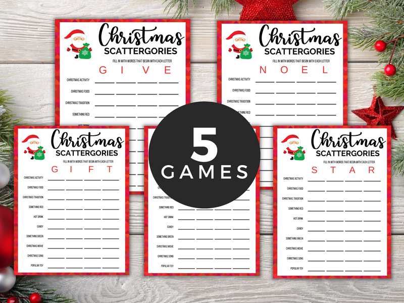 printable christmas scattergories game