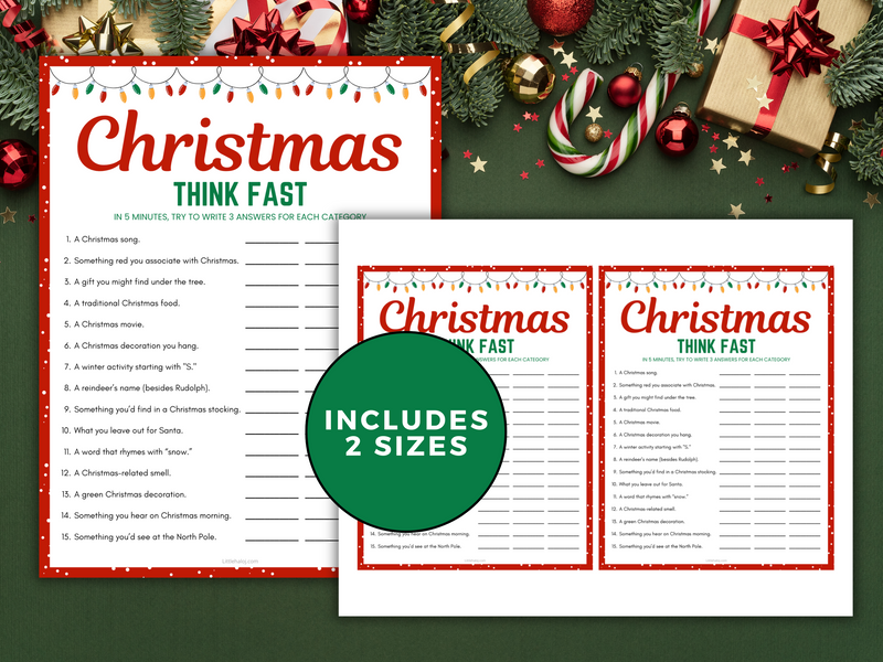 printable christmas think fast game