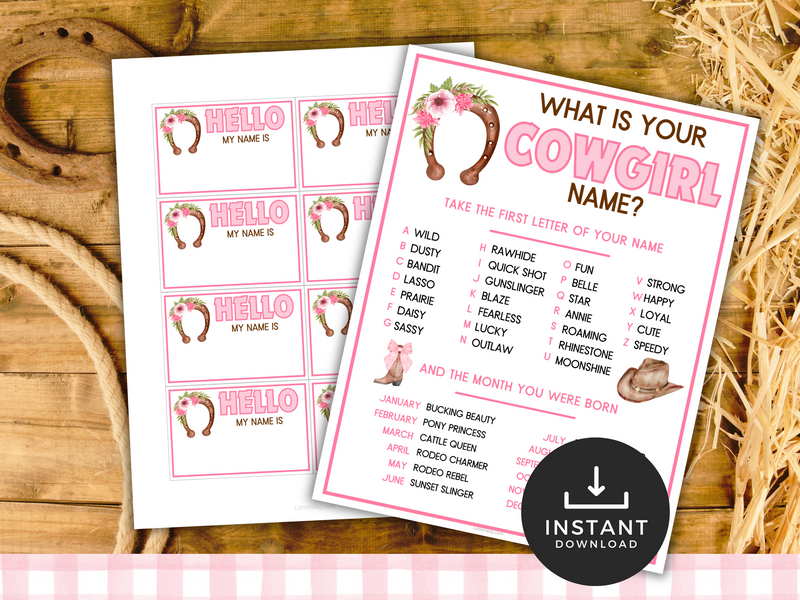 Cowgirl printable party game