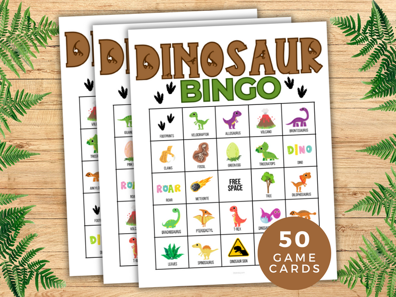 printable dinosaur bingo game cards