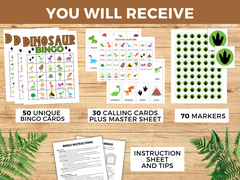 printable dinosaur bingo game cards