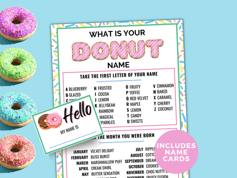 Printable donut name game