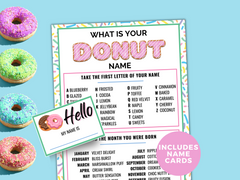 Printable donut name game