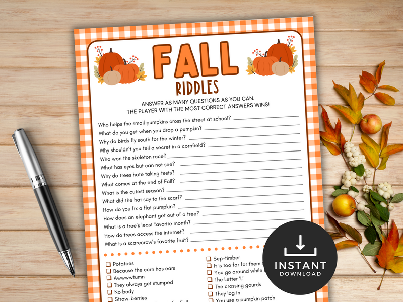 Printable Fall Riddles and Jokes