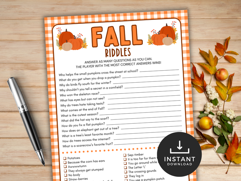 Fall Riddles Printable Fall Riddles | LittleHaloJ