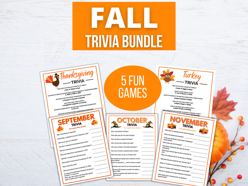 Fall Trivia printable games bundle