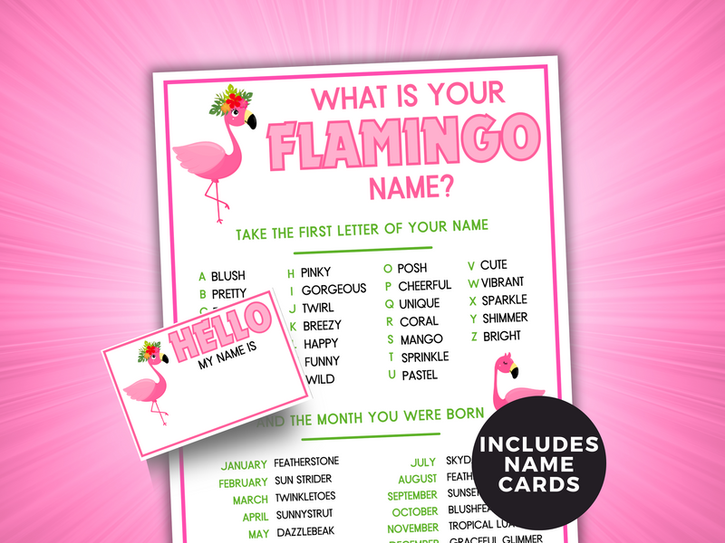 Printable Flamingo Name Game