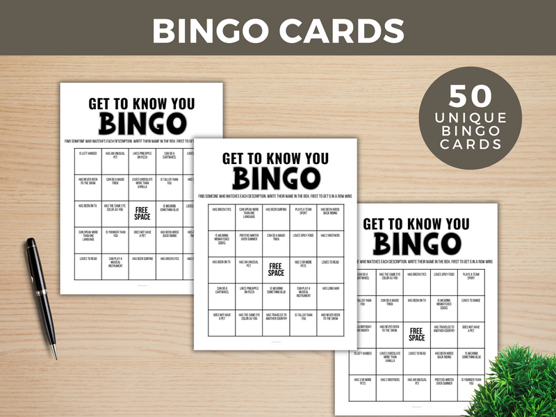 Get to know you bingo printable game